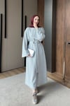 ELBİSEBelden Bağlamalı Elbise 1052 Gri
