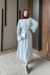 ELBİSEBelden Bağlamalı Elbise 1052 Gri