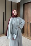 ELBİSEBelden Bağlamalı Elbise 1052 Gri