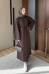 ELBİSEBelden Bağlamalı Elbise 1052 Kahve