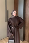 ELBİSEBelden Bağlamalı Elbise 1052 Kahve