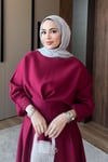 ELBİSEBelden Oturtmalı Elbise 1129 Bordo
