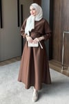 ELBİSEBelden Oturtmalı Elbise 1129 Kahve