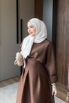 ELBİSEBelden Oturtmalı Elbise 1129 Kahve