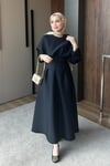 ELBİSEBelden Oturtmalı Elbise 1129 Siyah