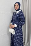 ELBİSEÇİZGİLİ  ELBİSE 1047 LACİVERT