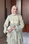 ELBİSEDesenli Kat Kat Elbise 1185 Çağla