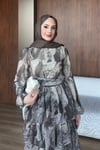 ELBİSEDesenli Kat Kat Elbise 1185 Kahve