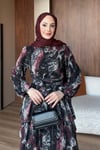 ELBİSEDesenli Kat Kat Elbise 1185 Siyah