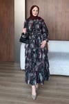 ELBİSEDesenli Kat Kat Elbise 1185 Siyah