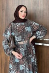 ELBİSEDesenli Şifon Elbise 1080 Kahve