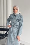 ELBİSEDüğmeli Kot Elbise 1065 Açık Mavi