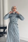 ELBİSEDüğmeli Kot Elbise 1065 Açık Mavi