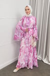 ELBİSEELİZA DESENLİ ELBİSE 1033 PEMBE
