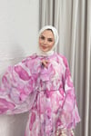 ELBİSEELİZA DESENLİ ELBİSE 1033 PEMBE