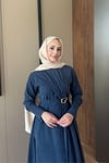 ELBİSEGold Tokalı Elbise 1092 Lacivert