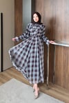 ELBİSEKareli Elbise 1076 Bordo