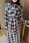 ELBİSEKareli Elbise 1076 Bordo