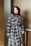 ELBİSEKareli Elbise 1076 Bordo
