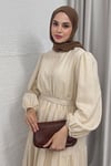 ELBİSEKAT KAT ŞİFON ELBİSE 1045 BEJ