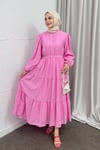ELBİSEKAT KAT ŞİFON ELBİSE 1045 PEMBE