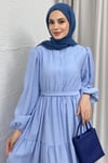 ELBİSEKAT KAT ŞİFON ELBİSE 1045 YAĞ BEBE MAVİSİ