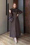 ELBİSEKolları Büzgülü Denim Elbise 1180 Kahve