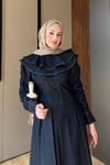 ELBİSEKolları Büzgülü Denim Elbise 1180 Lacivert