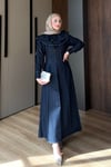 ELBİSEKolları Büzgülü Denim Elbise 1180 Lacivert
