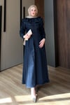 ELBİSEKolları Büzgülü Denim Elbise 1180 Lacivert