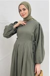 ELBİSELERA KETEN ELBİSE 23383 HAKİ