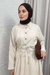 ELBİSELOİ KETEN ELBİSE 6363 BEJ