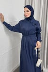 ELBİSEMONLY ÇİÇEK AKSESUARLI ELBİSE 7202 LACİVERT