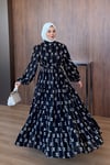ELBİSENakış Desenli Elbise 1201 Siyah