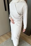 ELBİSEOysho Büzgülü Elbise 1108 Bej