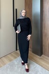 ELBİSEOysho Büzgülü Elbise 1108 Siyah