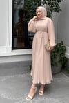 ELBİSEPiliseli Elbise 1001 Bej