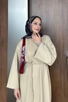 ELBİSESade Kemerli Elbise 1109 S Bej