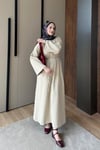 ELBİSESade Kemerli Elbise 1109 S Bej