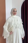 ELBİSEŞal Detaylı Elbise 1186 Ekru