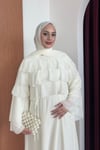 ELBİSEŞal Detaylı Elbise 1186 Ekru