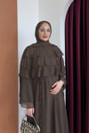 ELBİSEŞal Detaylı Elbise 1186 Kahve