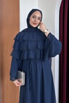 ELBİSEŞal Detaylı Elbise 1186 Lacivert