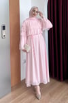 ELBİSEŞal Detaylı Elbise 1186 Pembe