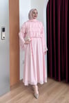 ELBİSEŞal Detaylı Elbise 1186 Pembe