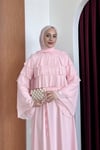 ELBİSEŞal Detaylı Elbise 1186 Pembe