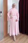 ELBİSEŞal Detaylı Elbise 1186 Pembe