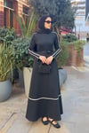 ELBİSEŞeritli Scuba Elbise 51016 Siyah 