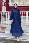 ELBİSEŞifon Elbise Gül Aksesuarlı 1072 Lacivert 