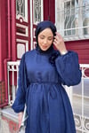 ELBİSEŞifon Elbise Gül Aksesuarlı 1072 Lacivert 